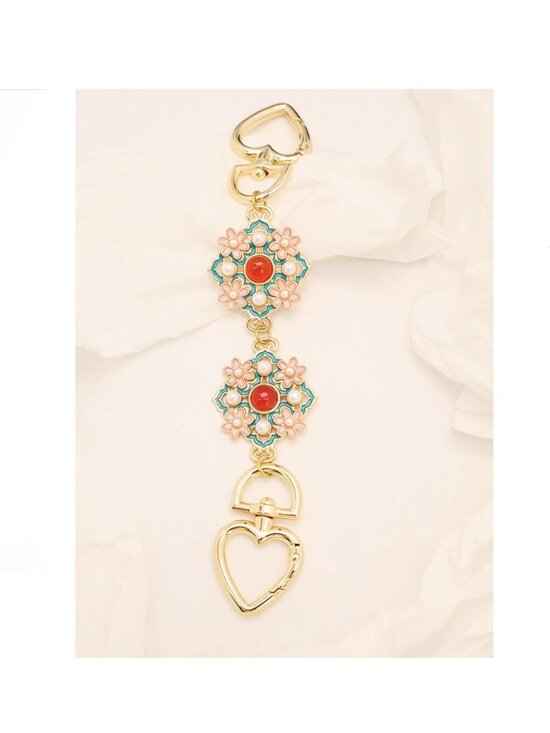 Pink and Green Floral Bag Chain Extender - Picture 2 of 3